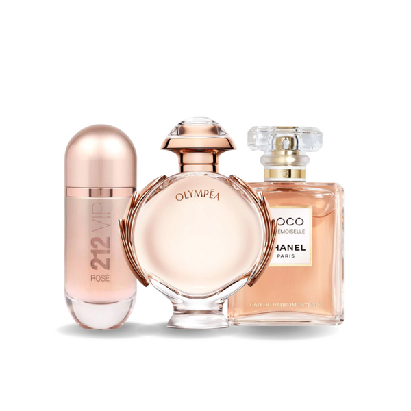 Combo promocional de 3 perfumes 212 VIP ROSÉ, OLYMPÉA y COCO MADEMOISELLE 100ml