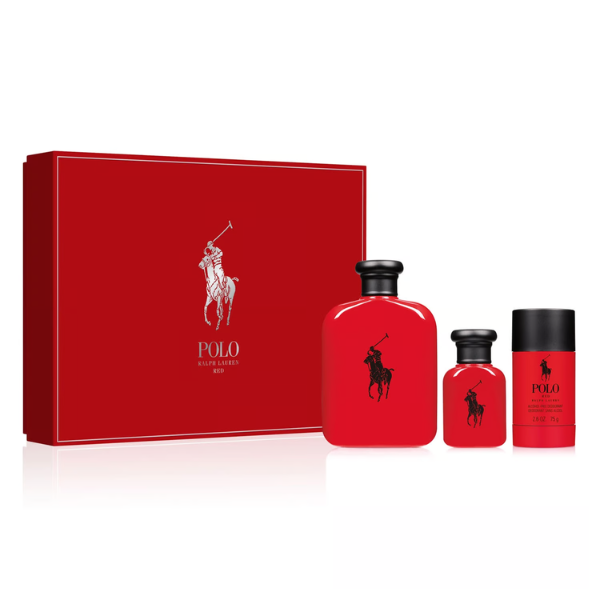 Perfume Ralph Lauren Set Polo Red EDT 125 Ml + 40 Ml + 75ML Desodorante Hombre