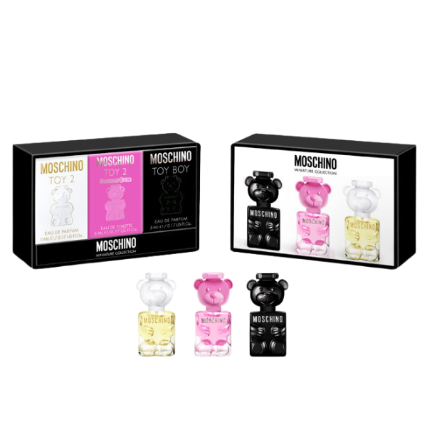 Perfume Moschino Set Miniaturas Toy 2 EDP 5 ML + Toy 2 Bubblegum EDT 5 ML + Toy Boy EDP 5 ML