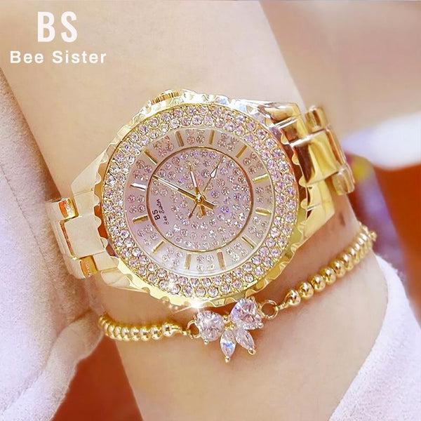 Bee Sister - Diamond Ladies Women's Quartz Watch(with a ins Bracelet as gift)